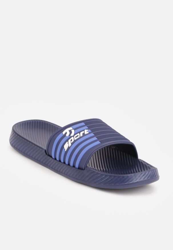 Born2be - Granatowe Klapki Sportowe z Piankowego Materiału Thesedice. Okazja: na co dzień. Kolor: niebieski. Materiał: materiał. Sezon: lato. Styl: sportowy