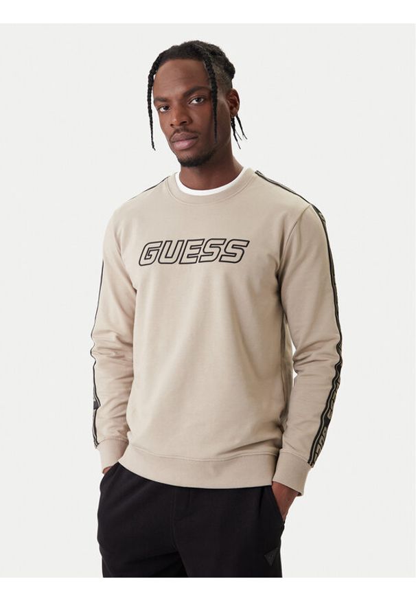 Guess Bluza Z4GQ24 K6ZS1 Beżowy Regular Fit. Kolor: beżowy. Materiał: bawełna