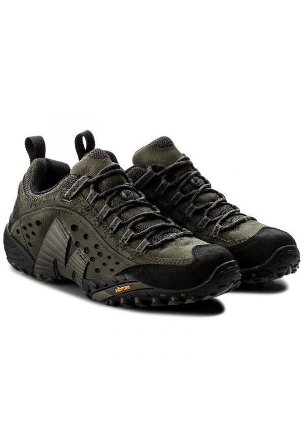 Buty trekkingowe Merrell INTERCEPT Castle Rock. Okazja: na co dzień. Kolor: zielony. Materiał: skóra