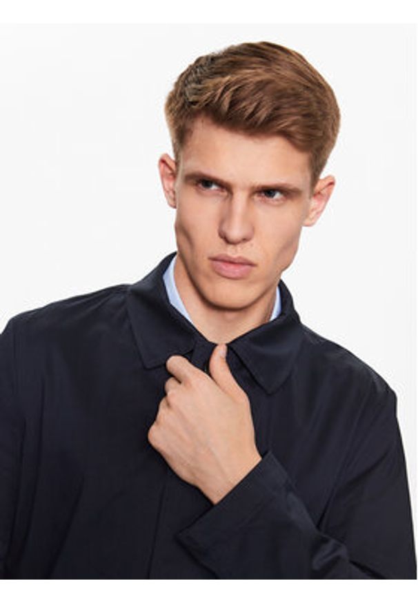 BOSS - Boss Płaszcz przejściowy Jared 50489457 Granatowy Regular Fit. Kolor: niebieski. Materiał: bawełna, syntetyk