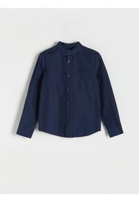 Reserved - Bawełniania koszula - granatowy. Kolor: niebieski. Materiał: bawełna, tkanina. Styl: klasyczny #1