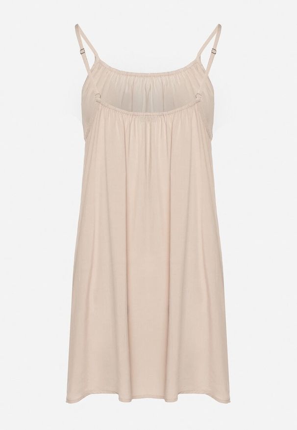 Born2be - Beżowa Wiskozowa Sukienka na Regulowanych Ramiączkach Ulantia. Okazja: na co dzień. Kolor: beżowy. Materiał: wiskoza. Długość rękawa: na ramiączkach. Sezon: lato. Styl: casual, elegancki