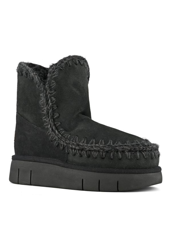 Mou - MOU Eskimo 18 bounce Śniegowce damskie. Okazja: na co dzień. Kolor: czarny. Materiał: zamsz, materiał, wełna. Szerokość cholewki: normalna. Sezon: zima. Styl: casual, klasyczny, elegancki