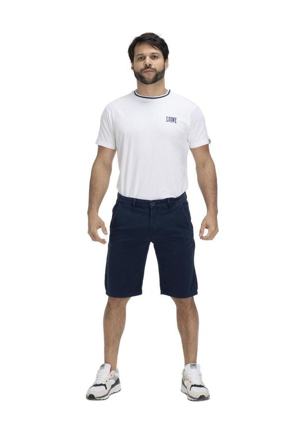 LEONE 1947 APPAREL - Męskie spodenki chino w odcieniach ziemi. Kolor: niebieski. Materiał: tkanina. Sport: fitness