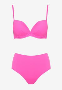 Renee - Fuksjowe Basicowe Bikini Biustonosz i Majtki Figi Natonea. Kolor: różowy
