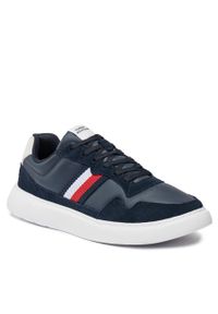 TOMMY HILFIGER - Sneakersy Tommy Hilfiger Light Cupsole Lth Mix Stripes FM0FM04889 Desert Sky DW5. Kolor: niebieski