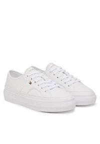 TOMMY HILFIGER - Tommy Hilfiger Sneakersy Platform Vulc Piping Ltr FW0FW09393 Biały. Kolor: biały. Materiał: skóra. Obcas: na platformie #6