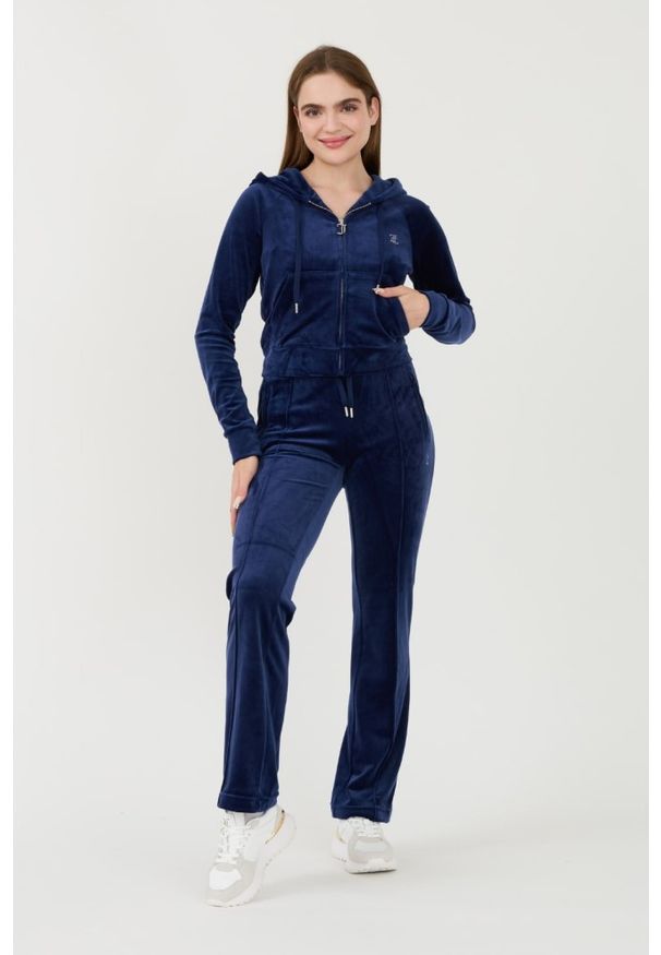 Juicy Couture - JUICY COUTURE Granatowa bluza Madison Hoodie. Kolor: niebieski