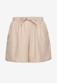 Born2be - Beżowe Szorty z Wysokim Stanem i Wiązaniem Filinelia. Okazja: na co dzień. Stan: podwyższony. Kolor: beżowy. Styl: elegancki, casual #4
