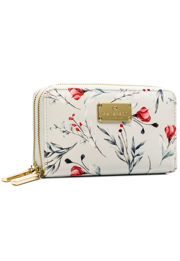 Portfel damski Peterson PTN 007-F8 wzór 7. Materiał: skóra ekologiczna. Wzór: gładki, aplikacja