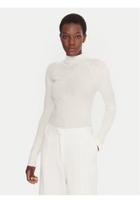 BOSS Golf Foliora 50549166 Beżowy Slim Fit. Typ kołnierza: golf. Kolor: beżowy. Materiał: wełna #1