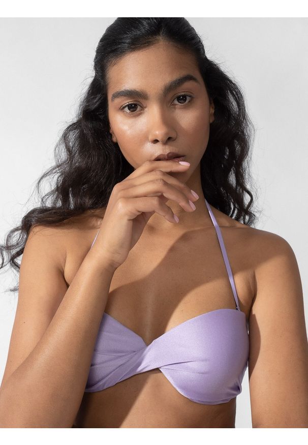 4f - Góra od bikini damska. Kolor: fioletowy. Materiał: materiał