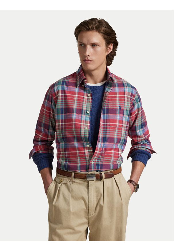 Polo Ralph Lauren Koszula 710P00629002 Czerwony Custom Fit. Typ kołnierza: polo. Kolor: czerwony. Materiał: bawełna
