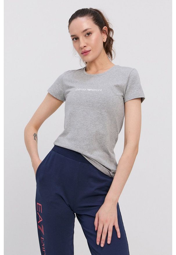 Emporio Armani Underwear T-shirt 163139.1A227 damski kolor szary. Okazja: na co dzień. Kolor: szary. Materiał: materiał, dzianina. Wzór: nadruk. Styl: casual