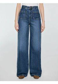 Big-Star - Jeansy damskie z szeroką nogawką niebieskie Celin 492. Stan: podwyższony. Kolor: niebieski. Sezon: lato. Styl: klasyczny, rockowy, retro #1