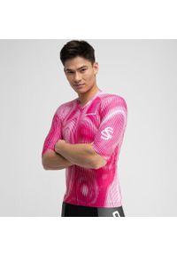 SIROKO - Męska koszulka rowerowa z krótkim rękawem Real Sporting de Gijón x. Kolor: różowy. Długość rękawa: krótki rękaw. Długość: krótkie. Sport: kolarstwo