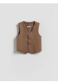 Reserved - Dzianinowa kamizelka - brązowy. Kolor: brązowy. Materiał: dzianina #1
