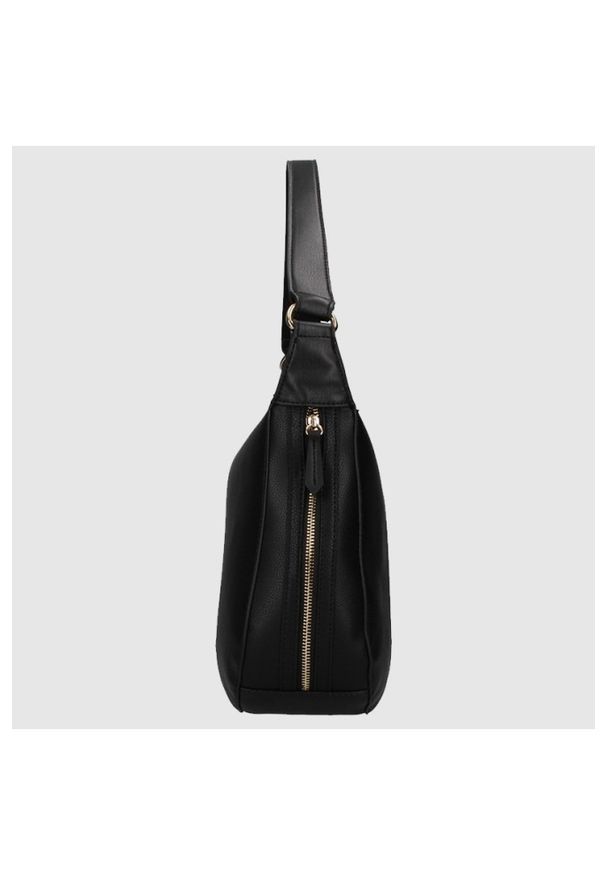 Valentino by Mario Valentino - VALENTINO Czarna torebka arepa hobo. Kolor: czarny. Wzór: paski
