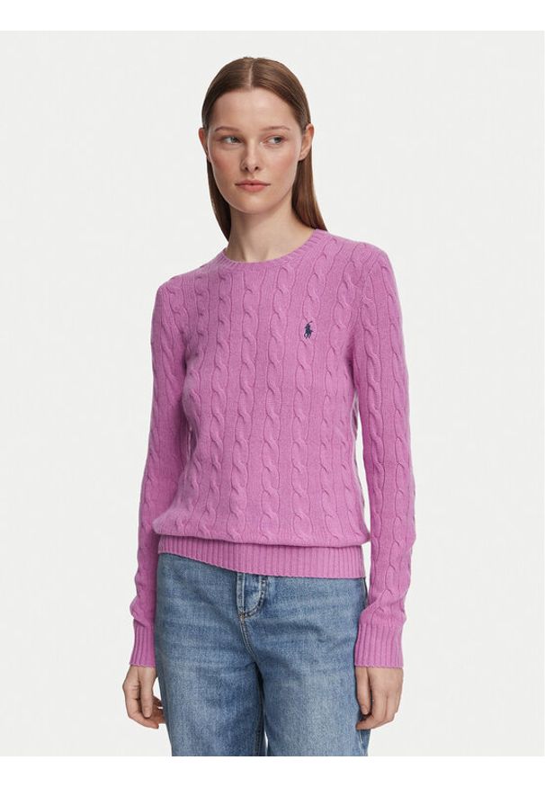 Polo Ralph Lauren Sweter 211971865506 Różowy Regular Fit. Typ kołnierza: polo. Kolor: różowy. Materiał: wełna