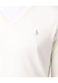 Ralph Lauren - RALPH LAUREN - Biały sweter z logo. Typ kołnierza: polo. Kolor: biały. Materiał: dzianina, bawełna. Długość rękawa: długi rękaw. Długość: długie. Wzór: haft