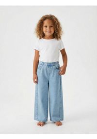 Sinsay - Jeansy wide leg z efektem sprania - niebieski. Kolor: niebieski #1