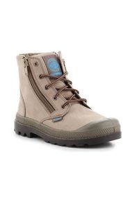 Buty do chodzenia dla dzieci Palladium Pampa HI Lea Gusset. Wysokość cholewki: za kostkę. Zapięcie: sznurówki. Kolor: beżowy. Materiał: materiał, syntetyk. Szerokość cholewki: normalna. Sport: turystyka piesza