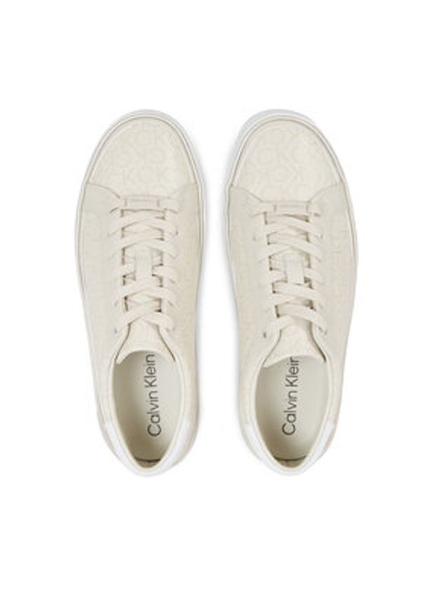 Calvin Klein Sneakersy Flatform Cupsole Lace Up-Epi Mn HW0HW01670 Biały. Kolor: biały. Materiał: skóra