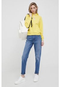 Polo Ralph Lauren bluza bawełniana 211863302001 damska kolor żółty z kapturem z aplikacją. Okazja: na co dzień. Typ kołnierza: kaptur, polo. Kolor: żółty. Materiał: bawełna. Długość rękawa: długi rękaw. Długość: długie. Wzór: aplikacja. Styl: casual #4
