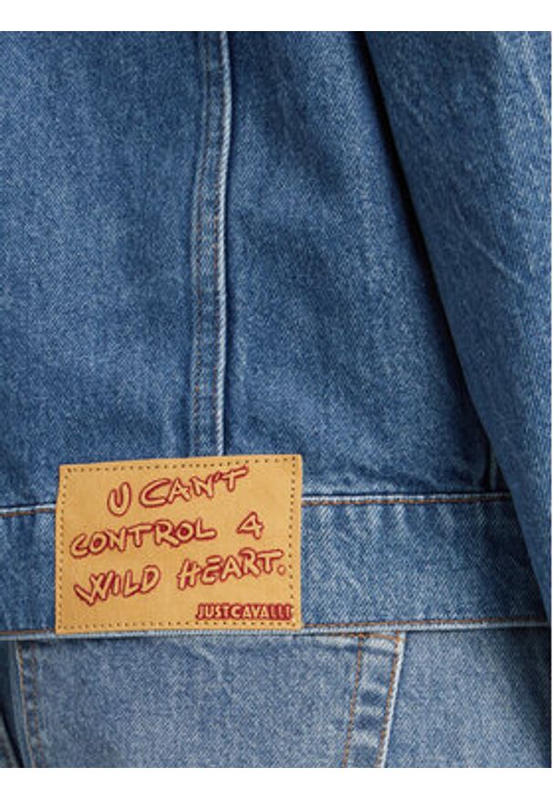 Just Cavalli Kurtka jeansowa 78PAS4O3 Niebieski Regular Fit. Kolor: niebieski. Materiał: bawełna