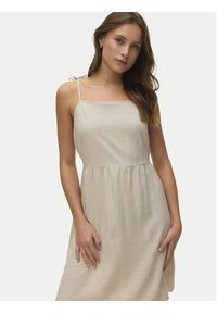 Vero Moda Sukienka letnia Mymilo 10340527 Beżowy Regular Fit. Kolor: beżowy. Materiał: wiskoza. Sezon: lato #2