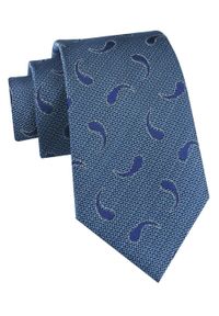 Jedwabny Krawat Męski - His Story - Niebieski, Wzór Paisley. Kolor: niebieski. Materiał: jedwab. Wzór: paisley. Styl: klasyczny, elegancki