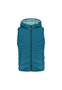 Kurtka bez rękawów z kapturem dla dziewczynki CMP. Typ kołnierza: kaptur. Kolor: niebieski, wielokolorowy, zielony. Długość rękawa: bez rękawów. Sport: narciarstwo, turystyka piesza #1
