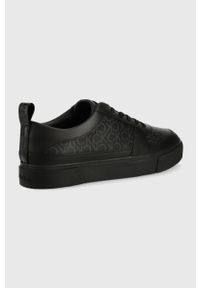 Calvin Klein sneakersy kolor czarny. Nosek buta: okrągły. Zapięcie: sznurówki. Kolor: czarny. Materiał: skóra, guma #4