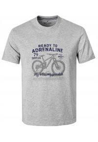 Męska Koszulka (T-Shirt) - Pako Jeans - Popiel, Motyw Rowerowy. Okazja: na co dzień. Materiał: wiskoza, bawełna. Wzór: nadruk. Styl: casual #1