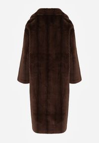 Born2be - Brązowy Płaszcz Futerko o Kroju Oversize z Kieszeniami z Klapami Namys. Okazja: na co dzień, na randkę, na spacer. Kolor: brązowy. Materiał: futro. Styl: casual #6