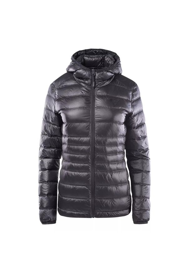 Damska kurtka z kapturem Iguana Marcha. Typ kołnierza: kaptur. Kolor: czarny. Materiał: puch. Sport: turystyka piesza