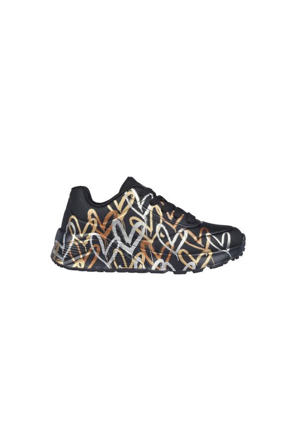 skechers - Buty dziecięce SKECHERS JGoldcrown Uno Lite Metallic Love. Okazja: na co dzień. Kolor: czarny, wielokolorowy. Materiał: syntetyk, skóra