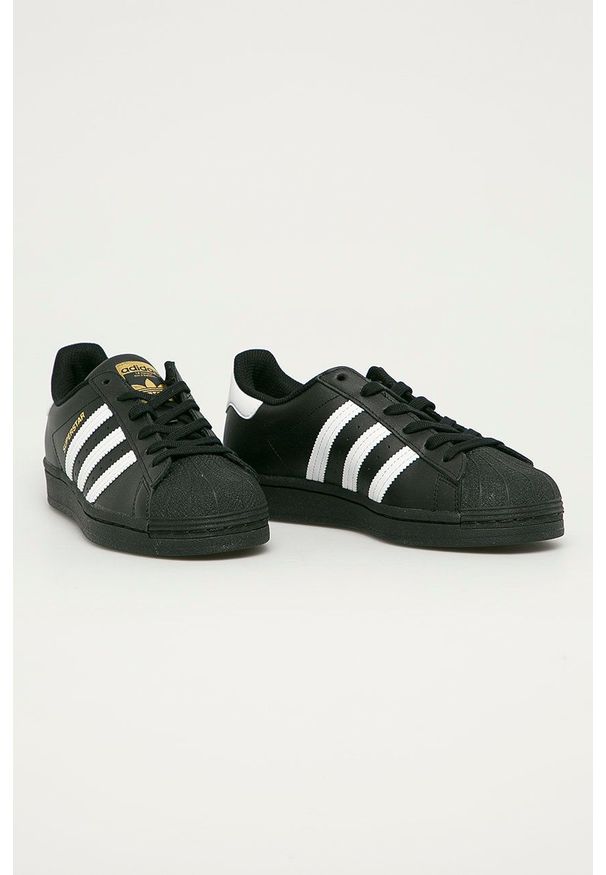 adidas Originals - Buty skórzane Superstar. Nosek buta: okrągły. Zapięcie: sznurówki. Kolor: czarny. Materiał: skóra. Model: Adidas Superstar