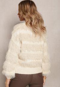 Renee - Beżowy Puchaty Sweter z Kaszmirem Nabille. Kolor: beżowy. Materiał: kaszmir #5