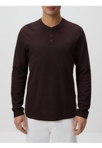 Reserved - Longsleeve slim fit - ciemnobrązowy. Kolor: brązowy. Materiał: bawełna. Długość rękawa: długi rękaw #1