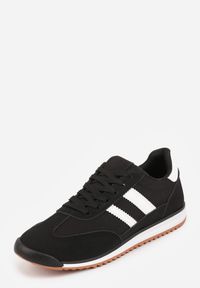 Renee - Czarne Sneakersy Ozdobione Dwoma Paskami Lannatea. Okazja: na co dzień. Zapięcie: pasek. Kolor: czarny. Wzór: aplikacja #5