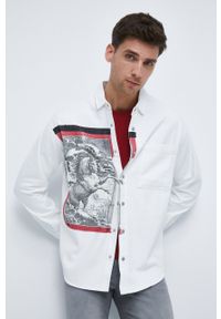 medicine - Medicine koszula bawełniana męska kolor biały relaxed z kołnierzykiem klasycznym. Typ kołnierza: kołnierzyk klasyczny. Kolor: biały. Materiał: bawełna. Długość rękawa: długi rękaw. Długość: długie. Wzór: nadruk. Styl: klasyczny #1