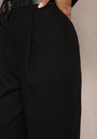 Renee - Czarne Szerokie Spodnie z Kieszeniami o Garniturowym Kroju Verati. Kolor: czarny