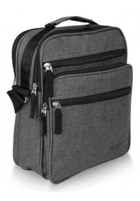 Torebka, Ciemnoszara Listonoszka Zapinana na Zamek z Paskiem - Pako Jeans. Kolor: szary. Materiał: poliester #1