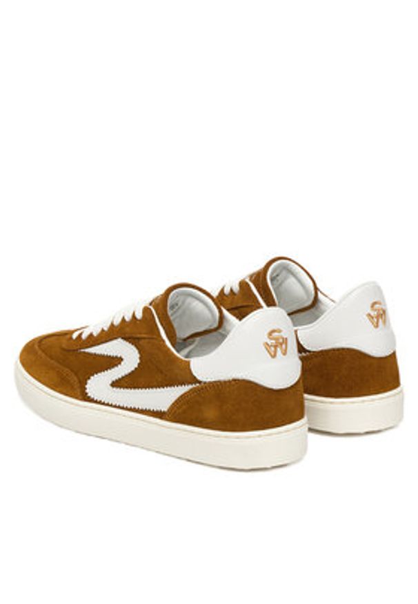 Stuart Weitzman Sneakersy Runaround SK928 XYP Brązowy. Kolor: brązowy. Materiał: zamsz, skóra