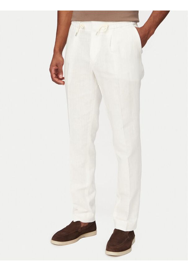 Hugo - HUGO Spodnie materiałowe 50559695 Kremowy Regular Fit. Kolor: kremowy. Materiał: bawełna