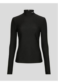 Karl Lagerfeld - KARL LAGERFELD Bluzka Texture 226W1707 Czarny Regular Fit. Typ kołnierza: dekolt w karo. Kolor: czarny. Materiał: syntetyk #5