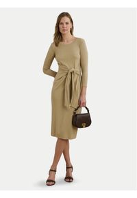 Lauren Ralph Lauren - LAUREN RALPH LAUREN Sukienka codzienna 200973598001 Beżowy Slim Fit. Okazja: na co dzień. Kolor: beżowy. Materiał: bawełna. Typ sukienki: proste. Styl: casual