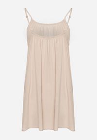 Born2be - Beżowa Wiskozowa Sukienka na Regulowanych Ramiączkach Ulantia. Okazja: na co dzień. Kolor: beżowy. Materiał: wiskoza. Długość rękawa: na ramiączkach. Sezon: lato. Styl: casual, elegancki #2