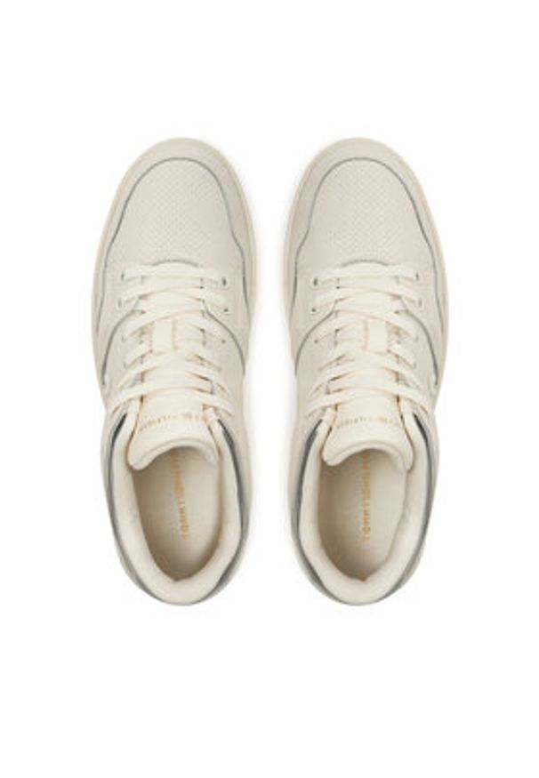 TOMMY HILFIGER - Tommy Hilfiger Sneakersy FW0FW08326 Beżowy. Kolor: beżowy. Materiał: skóra